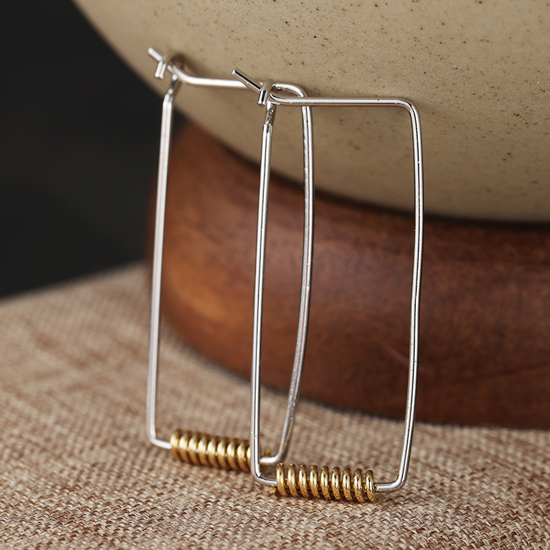 Women's Geometric Square Hollow Pendant Earrings, Handmade